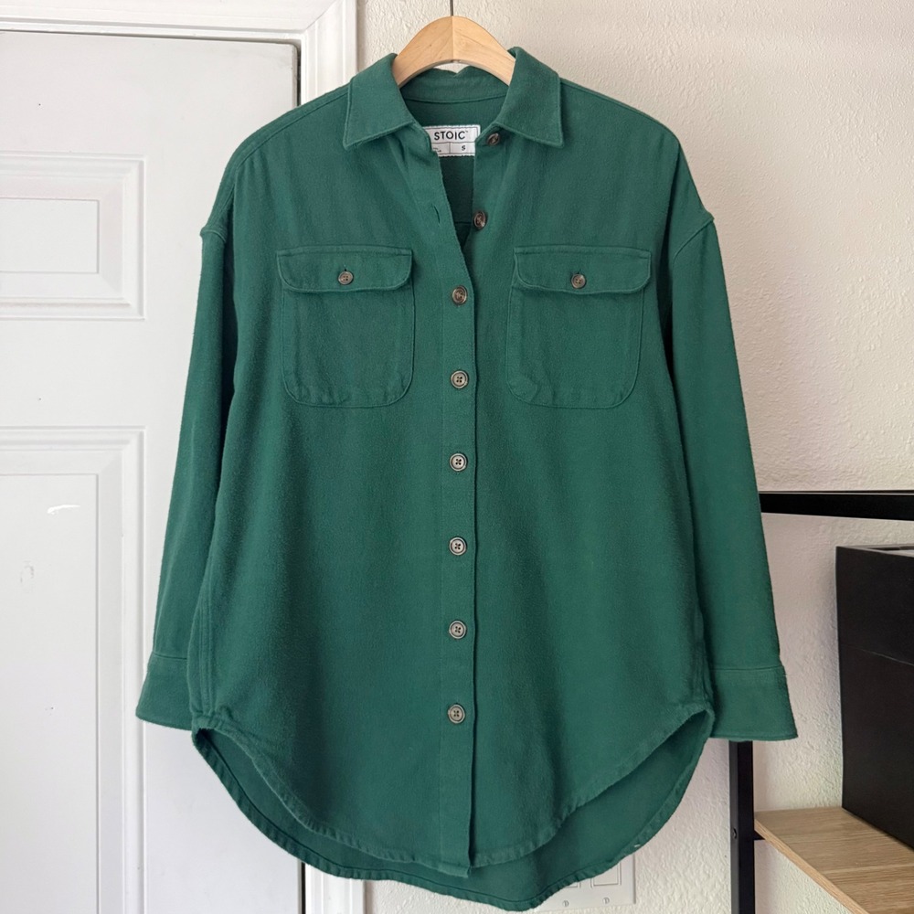 STOIC‎ forest emerald green long sleeve button up shirt